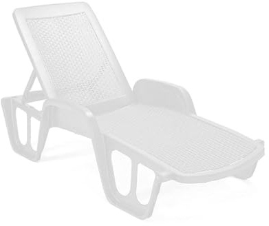 IPAE-Progarden Lettino Pool Lounge impilabile, Bianco, 192 x 100 x 71 cm