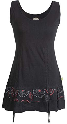 Vishes - Alternative Bekleidung - Damen Lagen-Look Jersey-Tunika Shirt aus Baumwolle zum Raffen schwarz 48