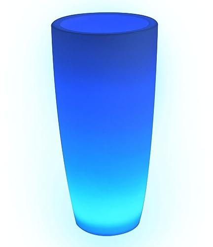 Danieli Lampada Vaso Luminoso da Giardino Cypress a LED In resina anti-ingiallimento - Luce RGB multicolore con Telecomando - Led IP67 | Trasformatore IP20 da 1,1 mt - kg 5,2