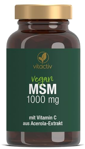 VITACTIV MSM 1000 + Vitamin C, mit organischem, veganem Schwefel (MSM) plus Vitamin C, zum Erhalt von Knochen und Knorpel, für mehr Vitalität (60 Tabletten)