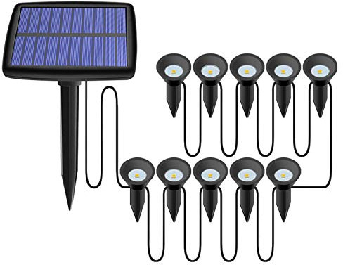 SH-RuiDu Solar Pathway Ground Lights 10 LED Solar String Ground Lights Solar Powered Inground Lights for Garden Lawn Walkway Driveway