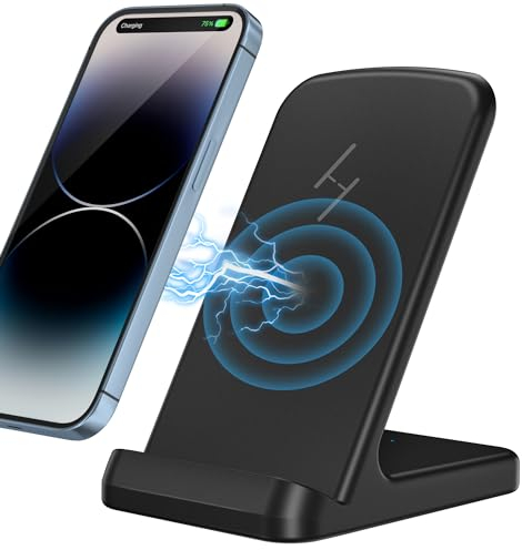 Zestiq Cargador Inalámbrico 15W Wireless Charger Stand, Carga Rápida para iPhone 16/15/14/13/12, Samsung Galaxy S25/S24/S23/S22/S21, y Dispositivos Con Certificación Qi