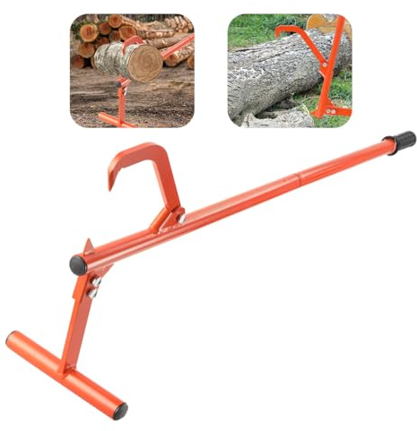 ECUTEE Elevador de tala de 130 cm para talar árboles de 130 cm, elevador de cantos, pinzas de madera, con gancho de madera, ayuda reversible de acero, ayuda de tala, para cargas pesadas, accesorios
