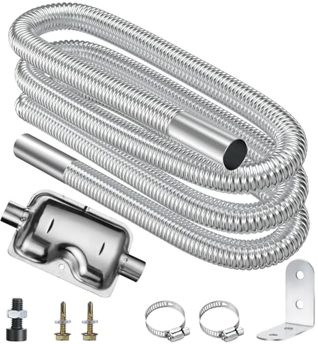 URAQT Abgasrohr Standheizung mit Verbesserter Schalldämpfer, 300 cm Abgasschlauch für Stromerzeuger Auto Edelstahl Abgasrohr Standheizung Diesel abgasrohre mit 2 x Edelstahlklammern für Diesel Heizung