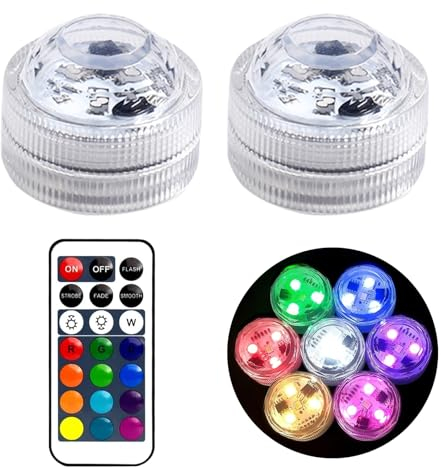 Doukesh Mini Unterwasser LED Licht mit Fernbedienung,Unterwasser Licht,LED Unterwasser Pool Licht,LED Poolbeleuchtung,RGB Multi Mehrfarbige Teichbeleuchtung,Wasserdichte Farbwechsel-Poollicht,2PC