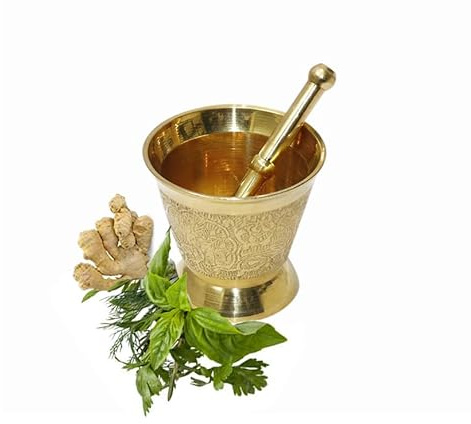 BRACOP® mortel och mortelstöt Set Malskål Krosskruka Molcajete skål Vitlök Ört Kryddor Kvarn Hackare för att krossa Pill Mashers Verktyg Mässing Mortel Pistel Hamam Dasta Kökstillbehör