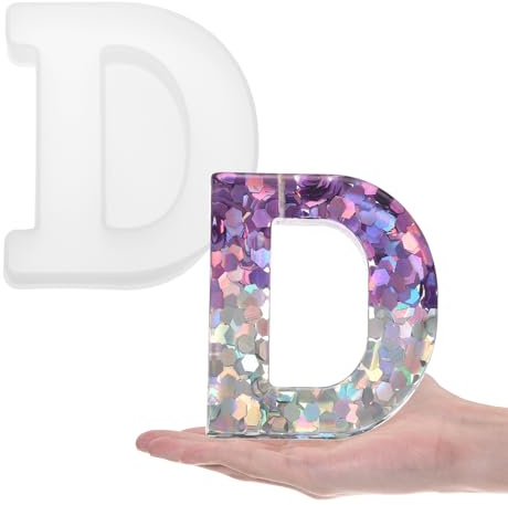 sourcing map Large Letter D Resin Molding 6 3D Capital Alphabet Silicone Mould for Word Sign Art, DIY Crafts, Home Party Decoration, Candle Wax, Soap Crafts