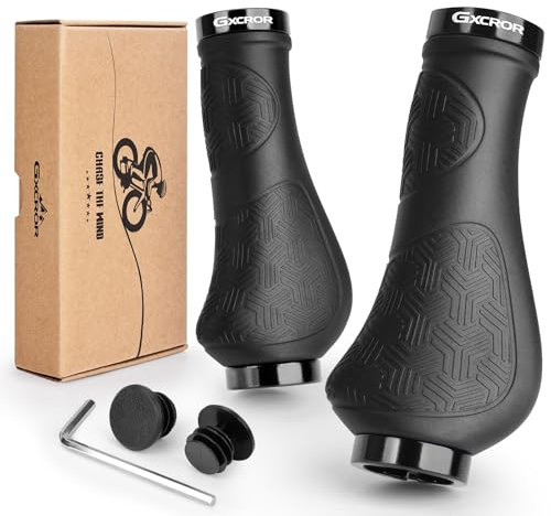 GXCROR Fahrradgriffe Ergonomisch mit Anti-Rutsch-Design | Hochwertige Lenkergriffe aus Rutschfestem Gummi, Beidseitige Verriegelung, Umweltfreundlich & Leichtbau | Für Mountainbike/Alltag