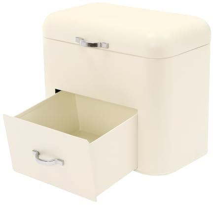 Tyvotrend Bread Box, 2 Tier Bread Bin with Drawer, Kitchen Storage Box for Bread, Morden Fresh Bread Keeper, Food Shelf Organizer, for Pastries, Doughnuts, Cookies, 30 x 20.5 x 26.5 cm (White)