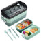 Electri-HQ Boîte à lunch avec 3 compartiments 1400 ml, porte-déjeuner, bento box adaptée au micro-ondes et au lave-vaisselle, porte-repas chauffant, schiscetta déjeuner pour enfants, école, bureau et