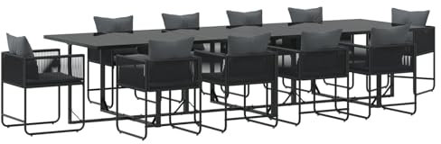 vidaXL dark grey rectangular metal outdoor dining set - seats 8 - patio balcony furniture
