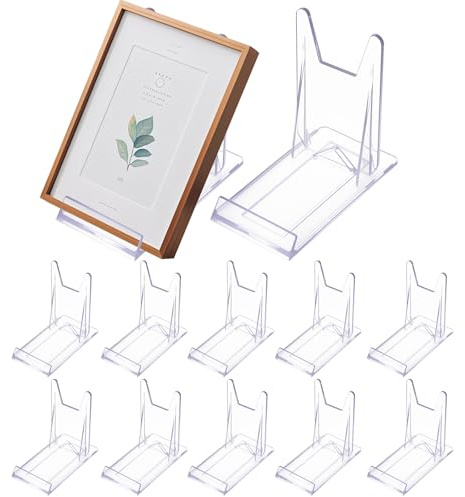 IYEREER 12 Stück Acryl Ständer Tellerständer Kunststoff Aufsteller, Verstellbar Tellerhalter Ständer, Mini Staffelei Kleine für Buchaufsteller Kartenaufsteller Münzständer Karten Postkartenständer