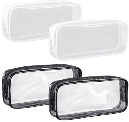 Étui À Crayons Transparent 4 Pièces, Sac À Fermeture À Glissière en PVC Étanche, Sac De Rangement pour Papeterie, Sac De Rangement pour Cosmétiques De Voyage, Sac De Finition Multifonction.