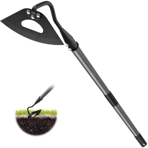 Azada de jardín, azada de jardín con mango de 170 cm, azada hueca endurecida para deshierbar, aflojar el suelo, excavar, plantas, ranuras, práctico dispositivo para eliminar malas hierbas, herramienta