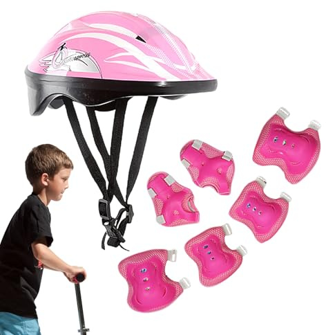 Set Protezione Skateboard – Kit Sicurezza Sportiva | Attrezzatura Protettiva Fantasia Carina – Casco Gomitiere Ginocchiere Polsiere Per Skateboard Monopattino Pattini Bicicletta Attività All’aperto Ad