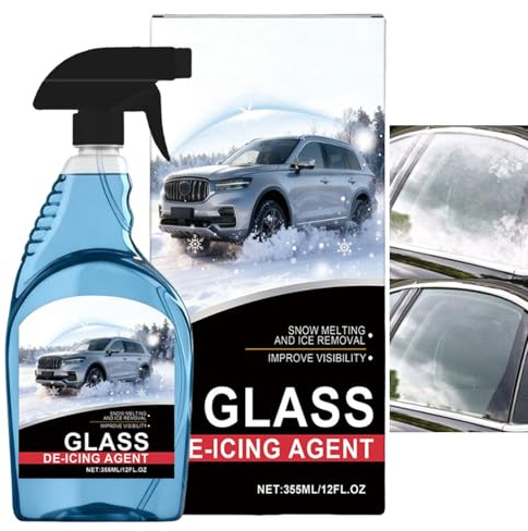 Windshield Deicer Spray | 12fl.oz Defroster Glass Cleaner - Windshield De Icer | for Truck Frost Windscreens Mirrors Headlights Locks