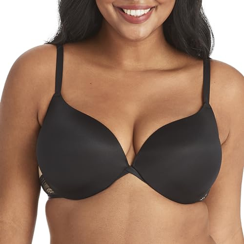 Maidenform Womens Underwire Bra, Love The Lift Smoothing Lace Demi Push-up For Push Up Bra, Black/Body Beige Lining, 40B US