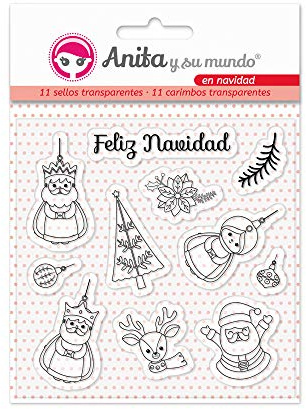Anita y Su Mundo - Colección En Navidad Sellos de Silicona para Scrapbooking Multicolor, 16.7 x 12 cm, Paquete de 11