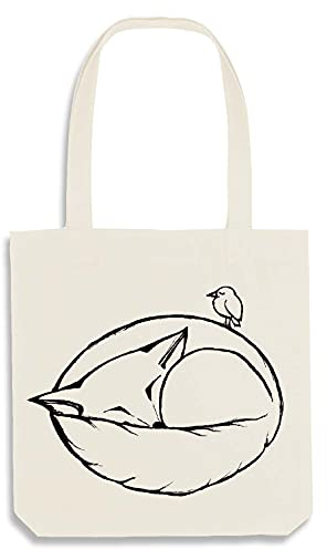 Ligarti Tasche I nachhaltiger Jutebeutel bedruckt I hochwertige stabile Einkaufstasche | (Schlafender Fuchs (natur))