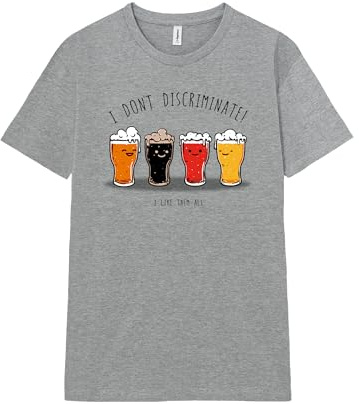 Pampling T-Shirt Manica Corta in 85% Cotone, Abbigliamento Unisex per Uomo e Donna in 5 Taglie, T-Shirt Grigia, Modello I Do Not Discriminate (M)