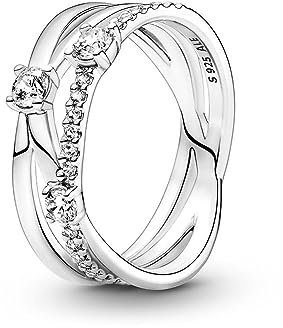 PANDORA Damen Ring Silber funkelndes Dreifachband mit Zirkonia 199400C01 199400C01-56 cm
