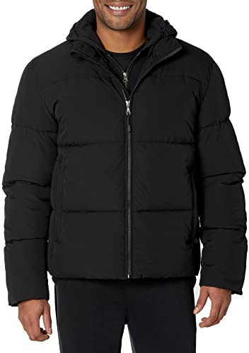 Amazon Essentials Manteau matelassé épais à col montant pour homme (disponible en grande taille large), noir, taille XXL