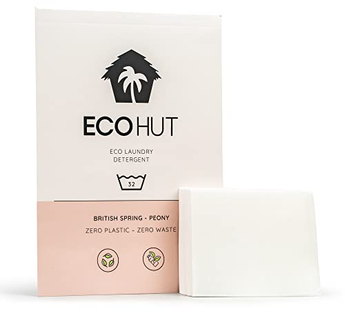 EcoHut Non-Bio Laundry Detergent Sheets - 32-64 Loads, Travel & Eco-Friendly Laundry Strips, 1.0 Count