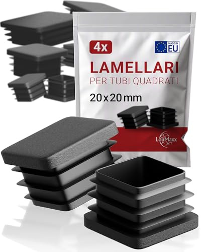 LouMaxx Lamellpluggar 20 x 20 mm – rörskydd svart plugg för fyrkantsrör 20 x 20 mm – kvadratisk rörpropp av robust plast – stolplock som täcklock