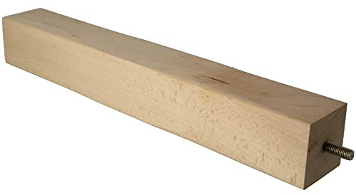 Amig - Fyrkantiga möbelben, ben i bokträ med naturlig finish, reservben för soffor, sängar, bord, montering: M8 metallplugg, mått: 50 x 50 x 360 mm