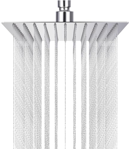 TIDEVAN Cabezal de Ducha Lluvia 10 Pulgadas Cuadrada Cabezal de Ducha Alcachofa de la Ducha Lcachofa Lluvia Con Filtro Cabezal áNgulo 360 Giratorio Conexión AnticalcáReo Acero Inoxidable de 304