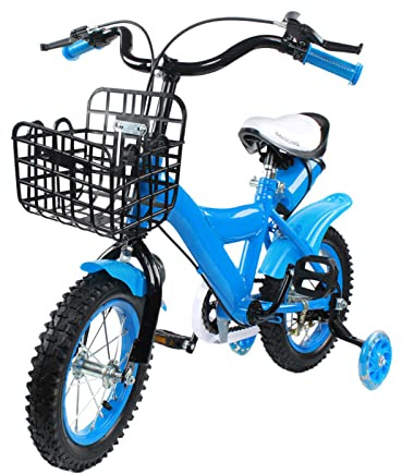 CUMELLIIR 12 inch Bike with Stabilisers, Children Bicycle Beginner Bike with Training Wheels and Water Bottle, Kids Bike Girls Boys Age 5-8(Blue)