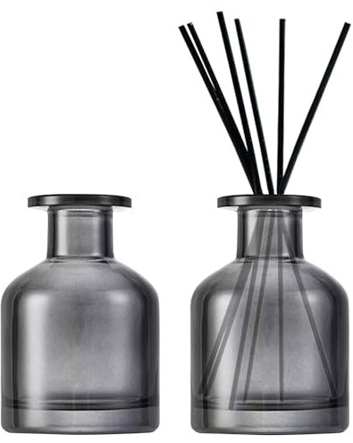 DEARBAG DEARBAG Set of 2 Glass Diffuser Bottles Set, 150ml Empty Diffuser Bottle for Room Fragrance, Glass Fragrance Bottles Container for Essential Oils, Aromatherapy (Gray)