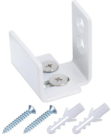 QUARKZMAN Grange Porte Bas Sol Guide, Réglable U Support Flush Design Bas Plat Bancant Bouchon Carbone Acier Coulissant Grange Porte Quincaillerie Trousse pour Porte Placard Armoire, Blanc