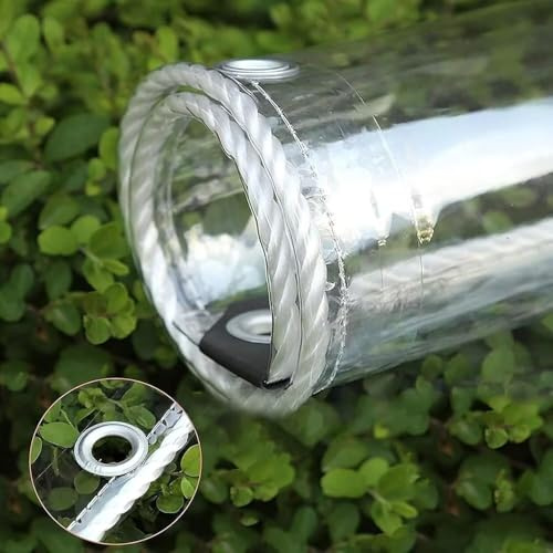 SDHKJGHD Transparent presenning med öljetter, 500 g/m² utomhusskydd, vattentätt transparent träskydd för trädgårdar, lusthus, pergola (2,2 m x 3,9 m)