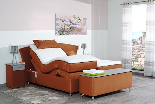 Boxspringbett Huss 180x220, VS-Terakotta, 7-Zohnen Taschenfederkernmatratze, Ergoflex - Inklusive Aufbau - Deutscher Hersteller