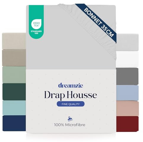 Dreamzie Spannbettlaken 120x200cm - 35 cm Tiefe Tasche - 100% Mikrofaser Bettlaken - Grau, Schadstoffgeprüft(Oeko TEX), Bettlaken mit Gummizug