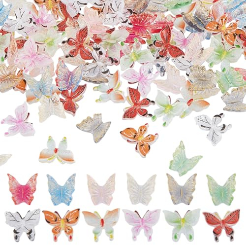 HOBBIESAY 120 pièces 12 styles mini papillons en résine colorés petits papillons décorations miniatures vivants faits à la main papillon décoration pour la maison décoration mariage bricolage