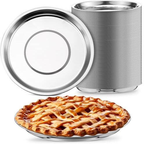 Yiyiring 20 Pack 9 Inch Metal Pie Pan Plate Aluminum Steel Pie Tins Bulk Reusable Pizza Pan Weight Steel Standard Version Bakeware Even Heating for Kitchen Pizza Snack Cake