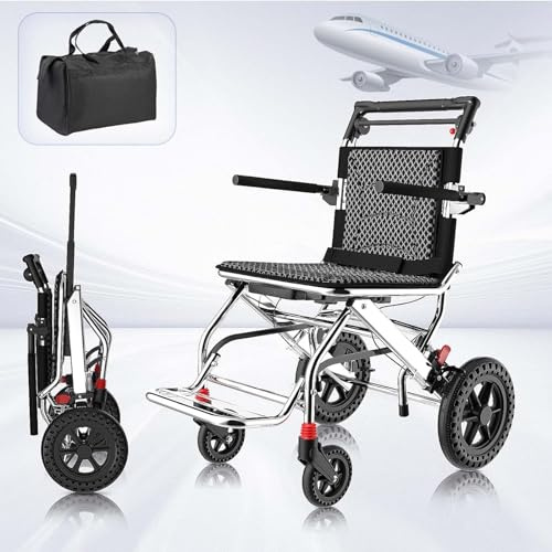 Sedia a rotelle pieghevole leggera – Sedia da viaggio per il trasporto, supporta fino a 99,8 kg, facile da usare e trasportare