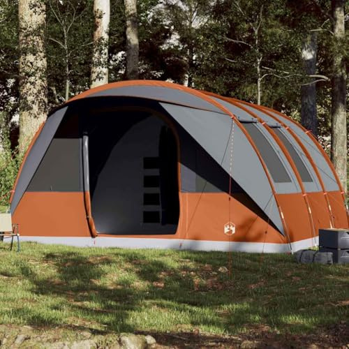Tienda de campaña inflable para familias, tienda tipo túnel para 7 personas, gris y naranja, impermeable para senderismo, camping, actividades al aire libre