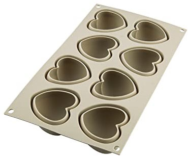 Silikomart | Molde de Silicona CUORICINO, Antiadherente, 8 Corazoncitos, Pack de 1 Molde, Diseño 3D, 65 x 65 h 39 mm, Volumen 768 ml, Made in Italy