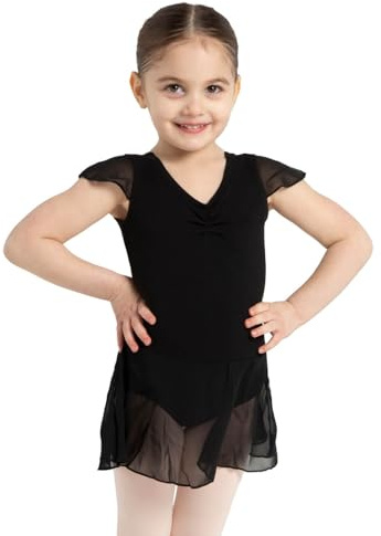Capezio Dam 11305c Keps Ärm Fladderärm Klänning Svart L