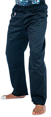 Ronin Karate Pants Poly-Cotton Middle Weight Martial Arts Pants with Elastic Waist (Black, 5)