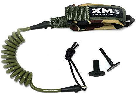 XM SURF MORE Bodyboard Leash - Premium Coiled EZ-FIT Wrist Body Board Leash with Plug - Adjustable Neoprene for Arm Support - Regular Strength Cord (0.270in) - Multiple Color Options - USA Made