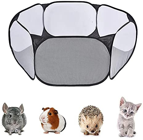 Tente Cage pour Petits Animaux, Parc Portable pour Petits Animaux, Clôture Pliable pour Petits Animaux, Parc pour Animaux de Compagnie Transparent, pour Lapins, Hamsters, Chinchillas et Hérissons