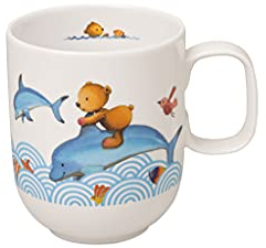 Villeroy & Boch Happy as a Bear Kinderbecher mit Henkel, 250 ml, Premium Porzellan, Weiß/Bunt
