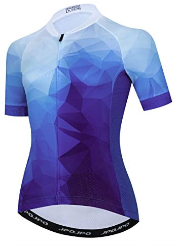 YOUALSO Blue Mountain Bike Jersey Women Short Sleeve Womens Cycling Jersey Cycle Shirt Biking Top