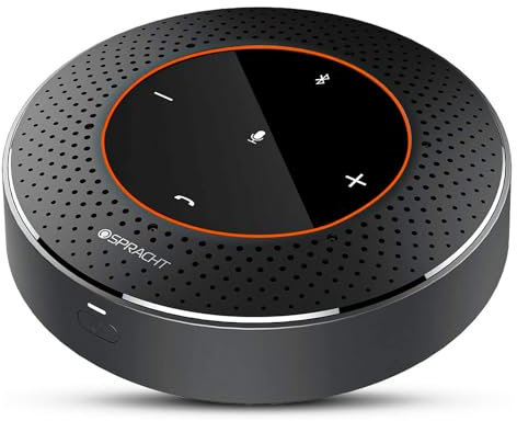 Spracht Conference Mate Pro Speaker, Conference Speaker, Conference Microphone, 6 Mics, 360° Omnidirectional Microphone Intelligent DSP Noise Reduction for Video Meeting, Bluetooth 5 Speaker
