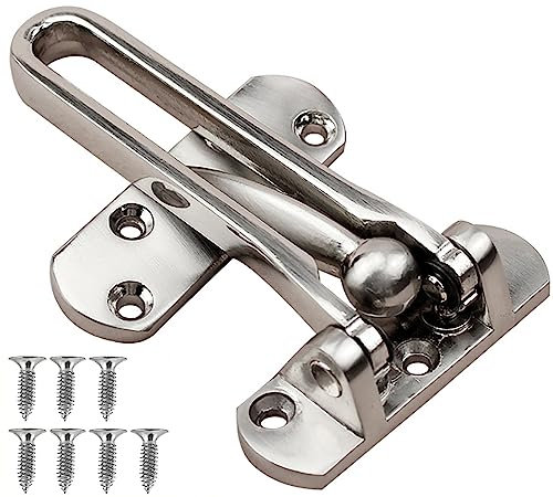 ZiYuya Verrouillage des Portes Secondaires Chaînes de Porte de Sécurité Verrou de Porte Coulissante Acier Inoxydable barre pivotante Serrure de Porte de Sécurité Argenté