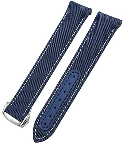 ENPAP 19 mm 20 mm 21 mm Canvas-Leder-Armband für Omega Seamaster 300 Speedmaster AT150 Planet Ocean Seiko Nylon-Uhrenarmband